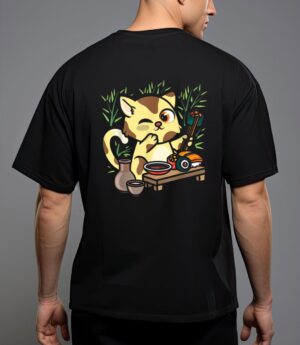 Animal sushi cat lover japanese kawaii cat eating food art T-Shirt