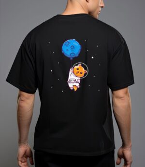 Astronaut cat in space holding planet balloon, cat lover T-Shirt