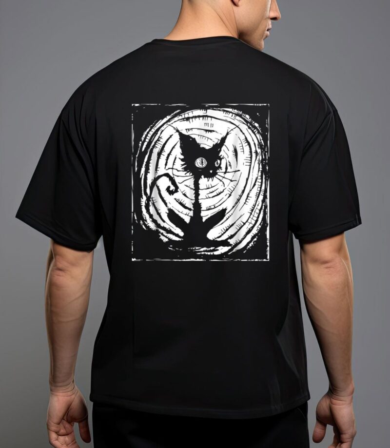 Black cat lazy halloween costume scary creepy T-Shirt