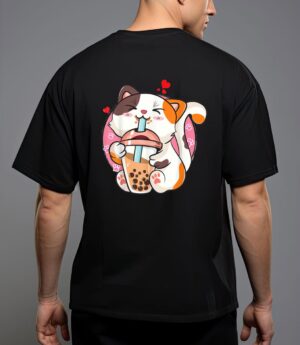 Cat boba bubble tea kawaii anime japanese T-Shirt