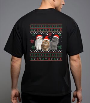 Cat christmas ugly sweater santa hat gifts for cat lover T-Shirt