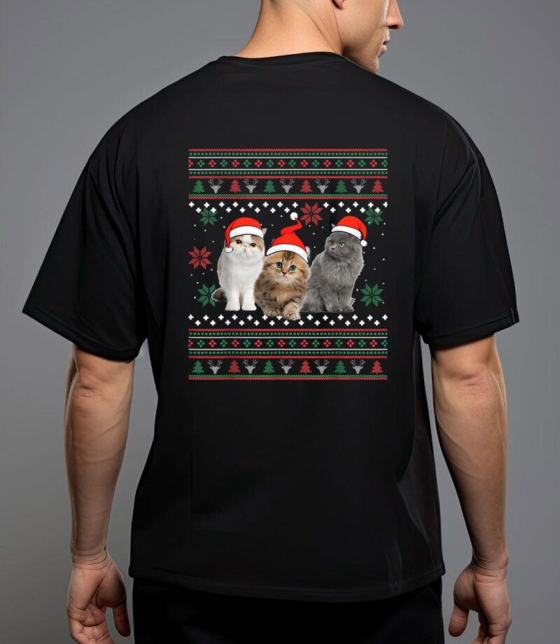 Cat christmas ugly sweater santa hat gifts for cat lover T-Shirt