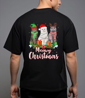 Cat meowy family matching christmas pajamas santa cats xmas T-Shirt