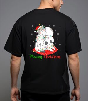 Cat xmas ree lights santa cat christmas T-Shirt