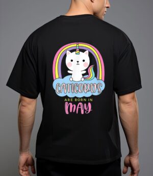 Caticorns are born in may birthday cat unicorn rainbow cute T-Shirt