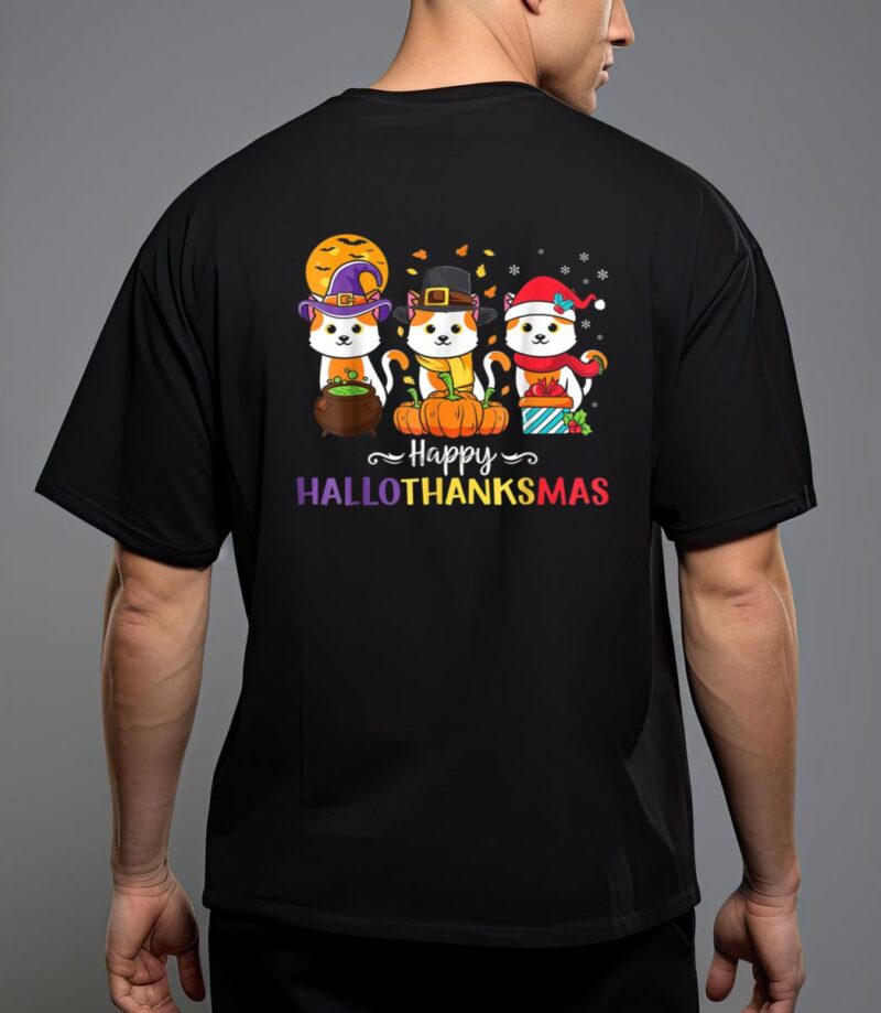 Cats happy hallothanksmas T-Shirt
