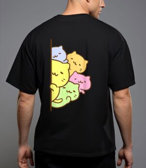 Cats meowtain cute kitty pile anime kawaii gay pride T-Shirt