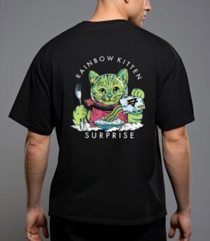 Cats rainbow kitten surprise cute eat retro animals vintage T-Shirt
