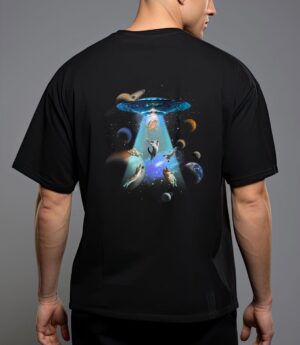 Cats ufo funny flying kitten spaceship alien lover novelty T-Shirt