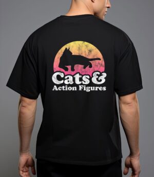 Cats and action figures mens or womens cat and action figure T-Shirt