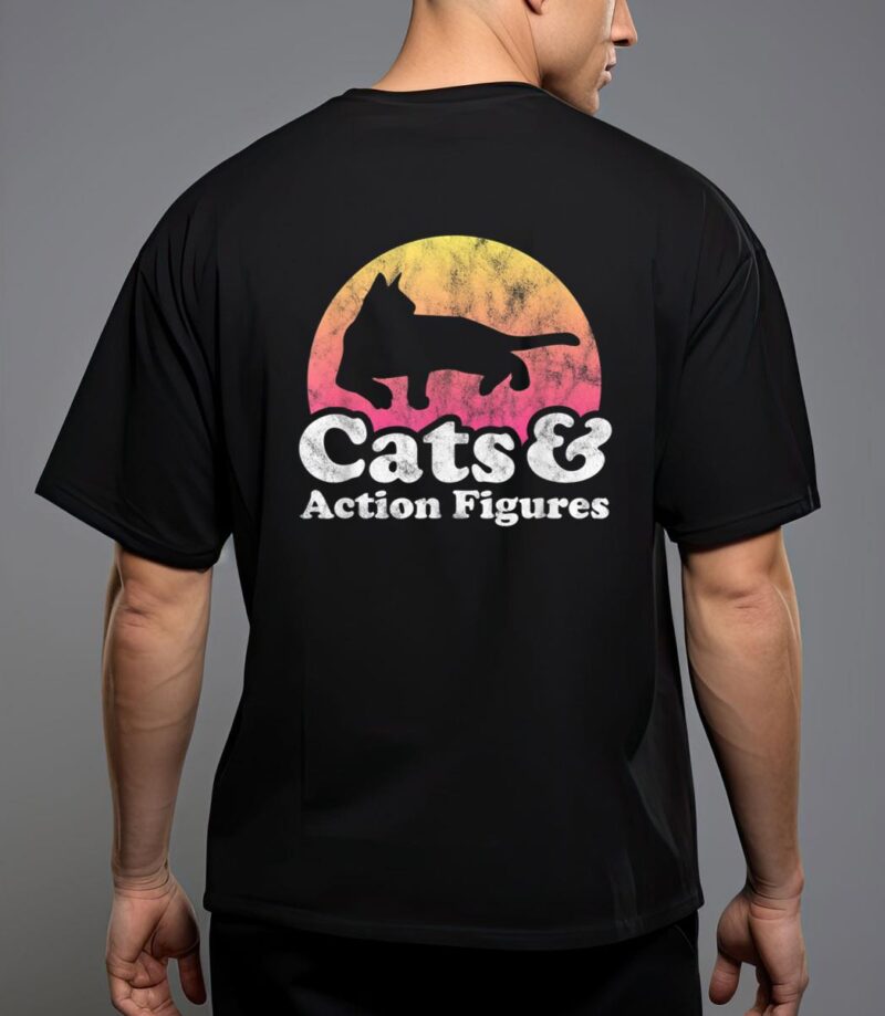 Cats and action figures mens or womens cat and action figure T-Shirt