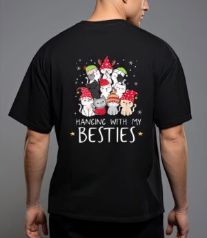 Christmas cat lover christmas tree kawaii cat bestie T-Shirt