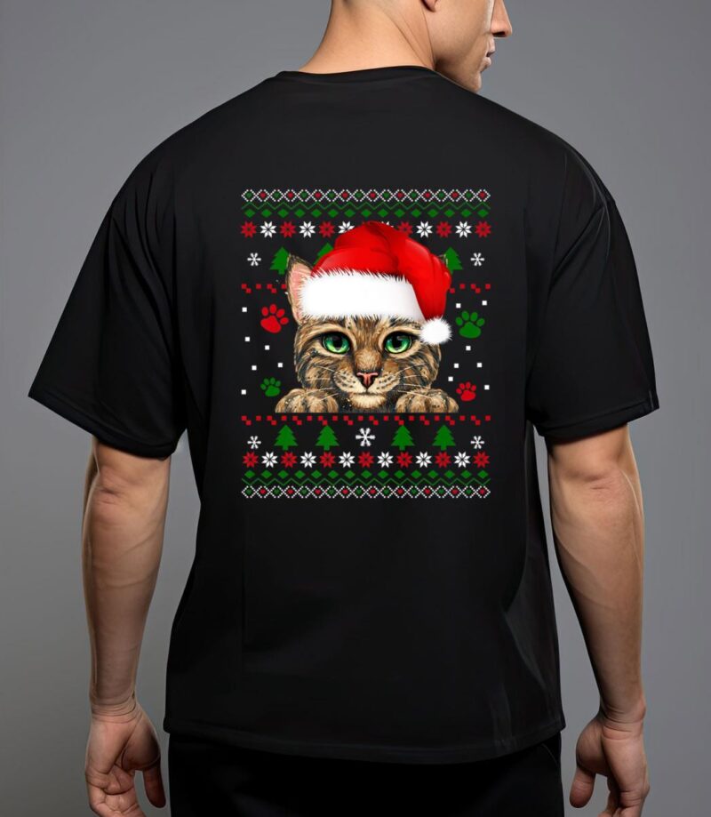 Christmas cat santa hat merry catmas ugly christmas sweater premium T-Shirt