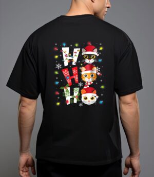 Christmas ho ho ho cat lovers lights pajamas funny xmas T-Shirt