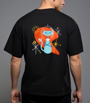 Cute atomic space cat in vintage retro vibes T-Shirt