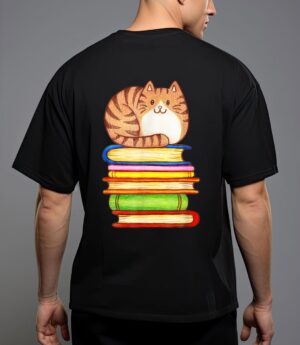 Cute cat books graphic women s book lovers eacher T-Shirt