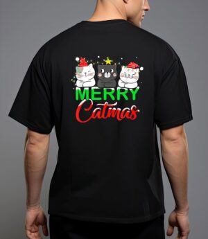 Cute cat lover xmas lights santa merry catmas cat christmas T-Shirt