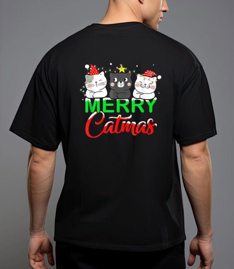 Cute cat lover xmas lights santa merry catmas cat christmas T-Shirt