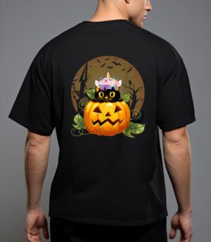 Cute cat pumpkin unicorn halloween costume gift T-Shirt