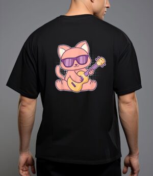 Cute cat with sunglasses playing on a guitar T-Shirt