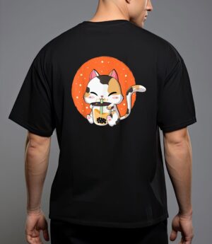 Cute kawaii cat boba bubble milk tea anime neko kitten T-Shirt