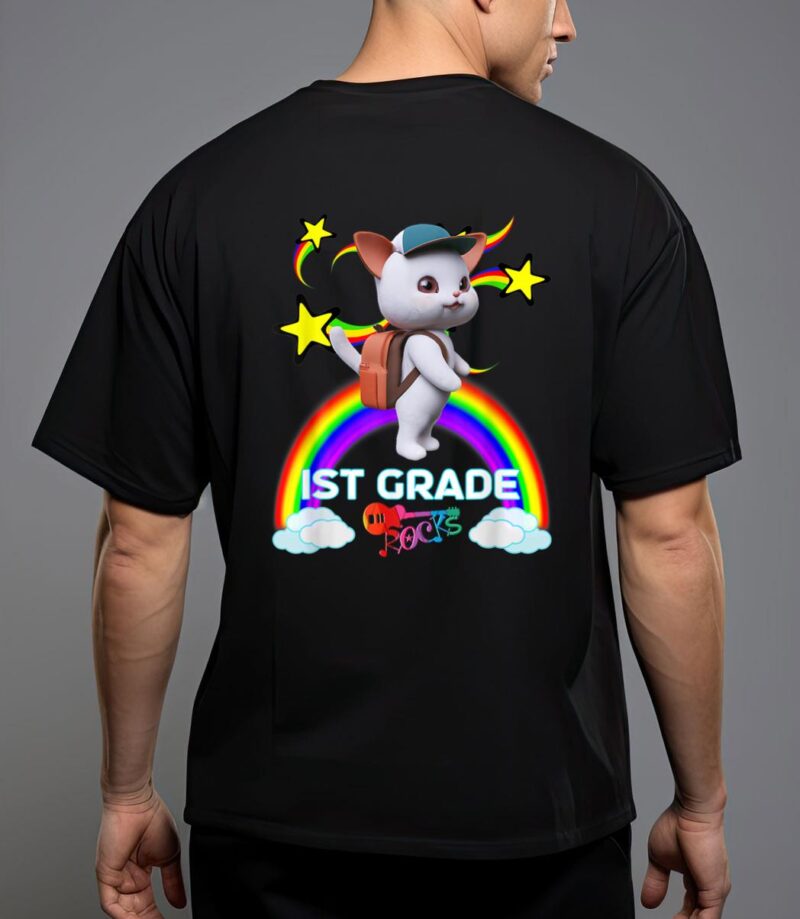 Cute kitten cat backpack baseball cap 1s grade rocks T-Shirt