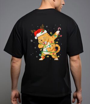 Dabbing cat santa christmas kids boys girls catmas xmas T-Shirt