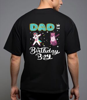 Dad of he birthday boy donut dabbing unicorn kitten cat T-Shirt