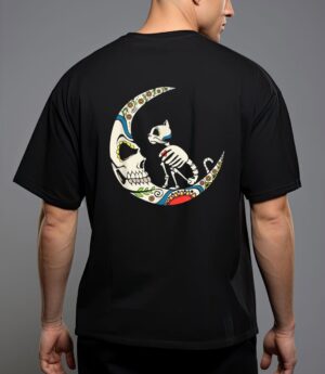 Dia de los muertos crescent moon and cat sugar skull T-Shirt