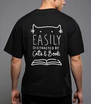 Easily distracted-cats and books funny gift for cat lovers T-Shirt