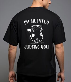 Funny black cat i'm silently judging you retro T-Shirt