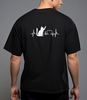Funny cat for women - meowy cute cat lover heartbeat T-Shirt