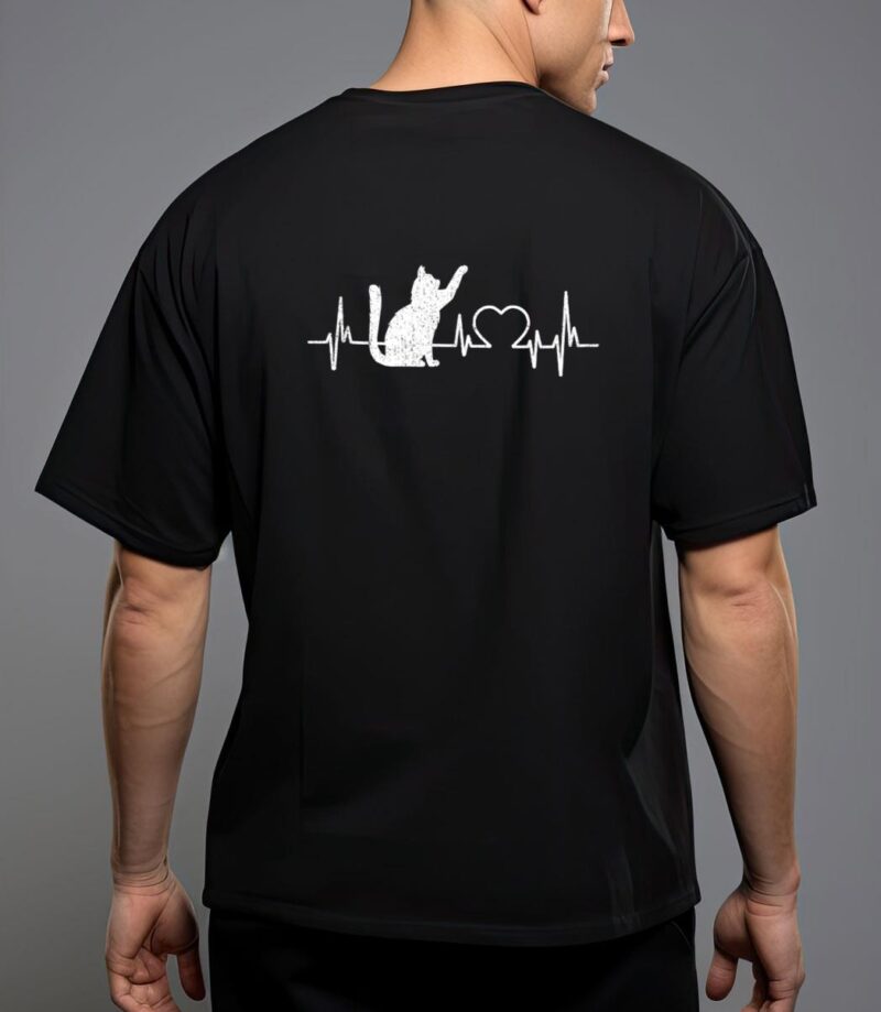 Funny cat for women - meowy cute cat lover heartbeat T-Shirt