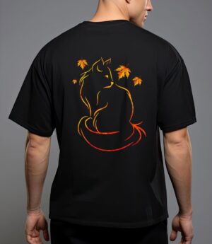 Funny cat leaf fall hello autumn for cute kitten lover T-Shirt