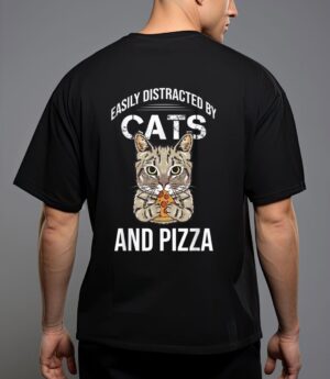Funny easily distracted by cats and pizza lovers cat lovers T-Shirt