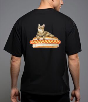 Funny hot dog cat by zany brainy, cute kitty food T-Shirt