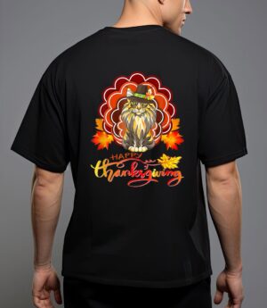 Funny maine coon cat urkey happy hanksgiving T-Shirt