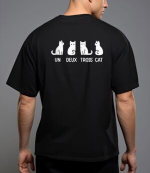 Funny meow kitty un deux trois cat funny black cat T-Shirt