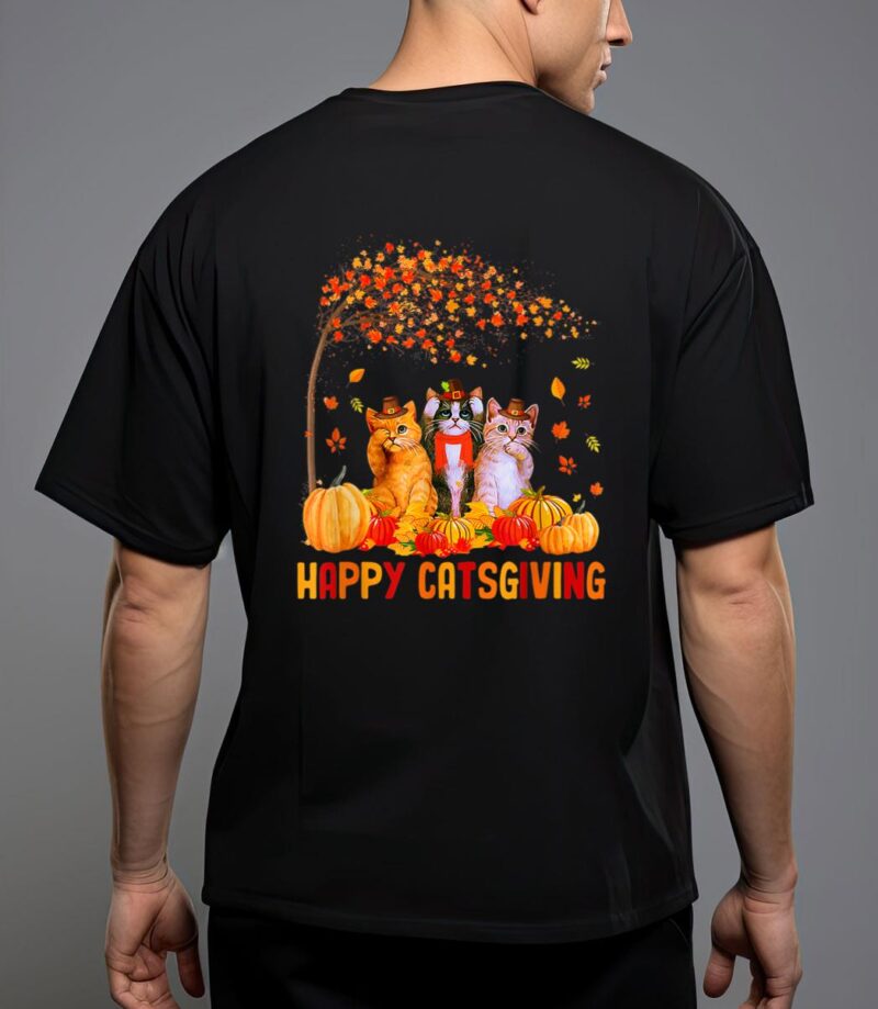 Happy catsgiving cute thanksgiving cat lovers cat T-Shirt