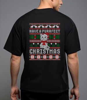 Have a purrfect christmas cat funny pajama ugly sweater T-Shirt