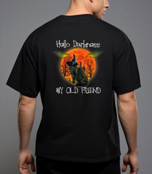 Hello darkness my old friend halloween black cat T-Shirt