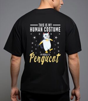 His is my human costume i m really a pengucat penguin cat T-Shirt