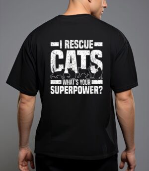 I rescue cats what s your superpower usa flag rescue cat T-Shirt