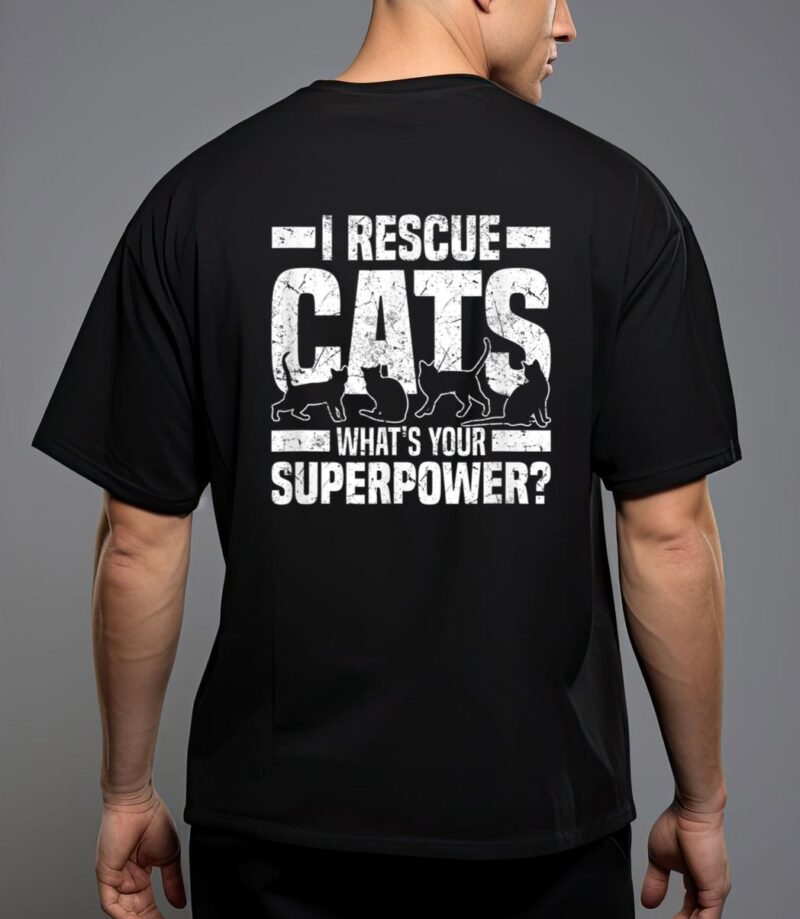 I rescue cats what s your superpower usa flag rescue cat T-Shirt