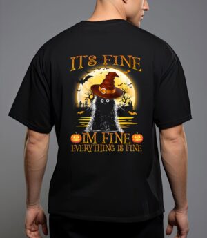 It 'fine i'm fine everything is fine halloween cat lover T-Shirt