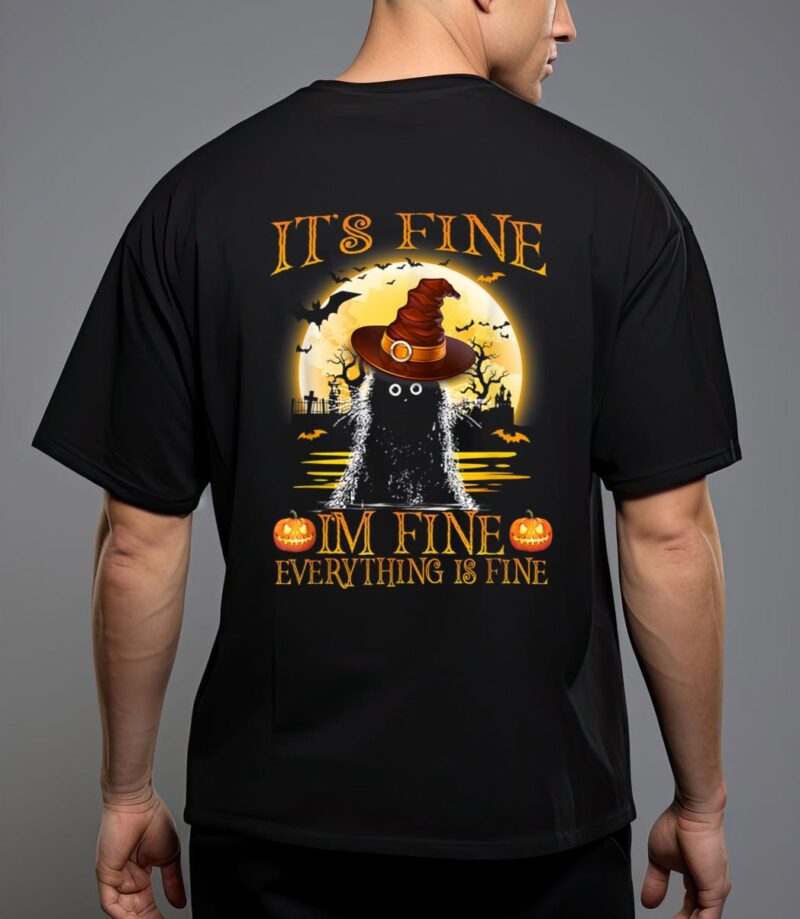 It 'fine i'm fine everything is fine halloween cat lover T-Shirt