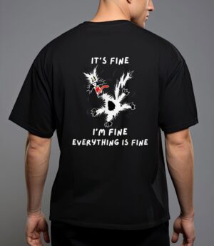 Its fine i m fine funny coffee cute sarcastic black cat T-Shirt