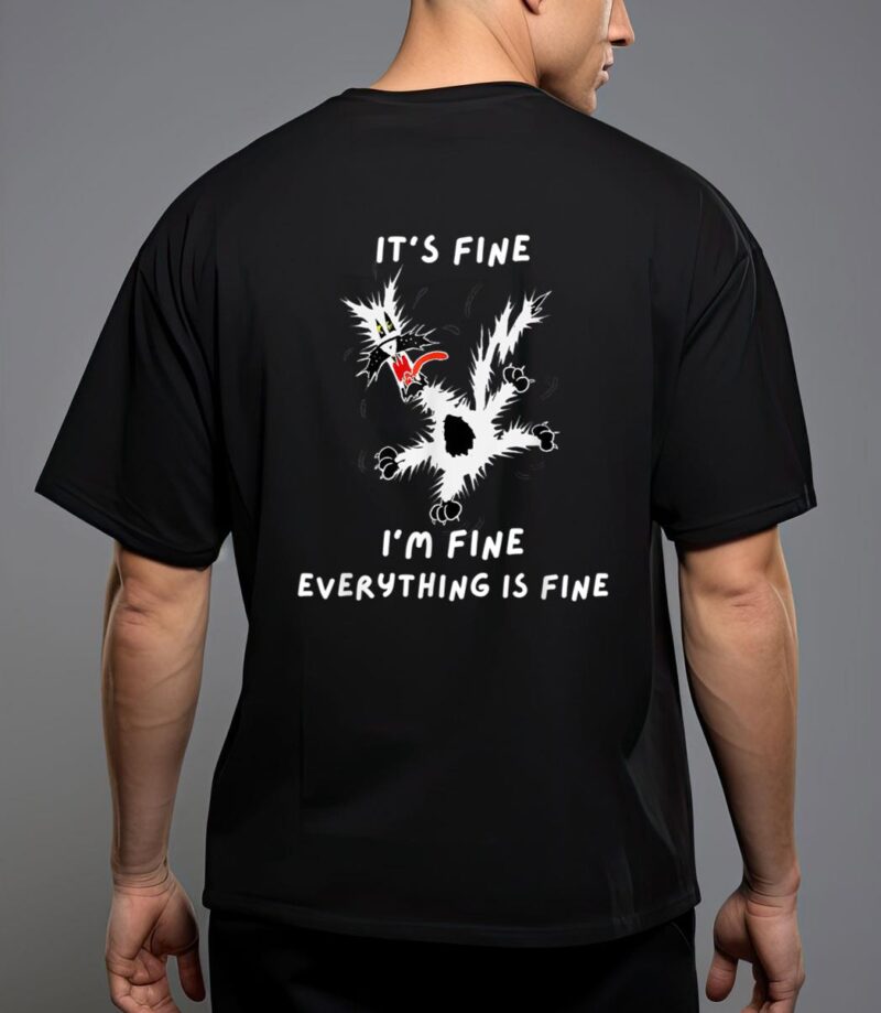 Its fine i m fine funny coffee cute sarcastic black cat T-Shirt