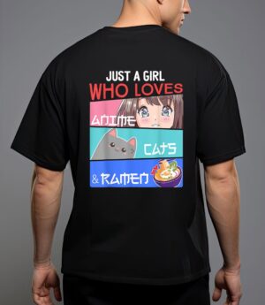 Just a girl who loves anime cats, ramen lover kawaii otaku T-Shirt