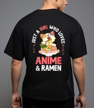 Just a girl who loves anime cat and ramen girls teens women T-Shirt
